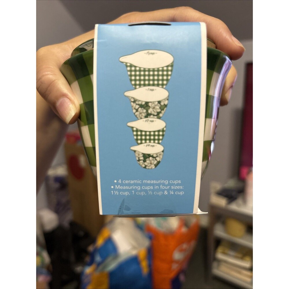 NEW Draper James Green Checkered Measuring Cups NIB